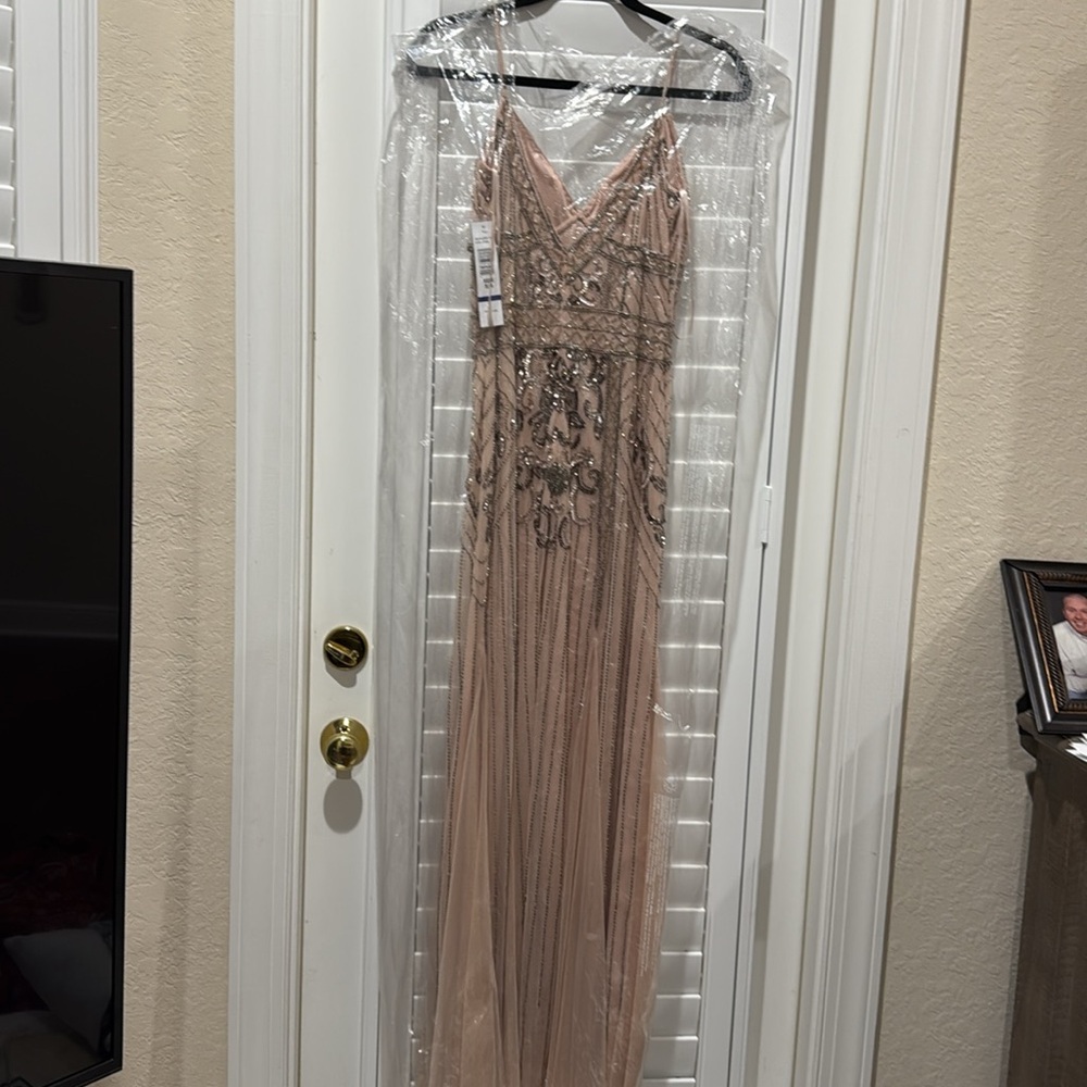 Jump Elegant Beaded Evening Gown – Size 5/6 (Color: Blush) - Picture 8 of 11